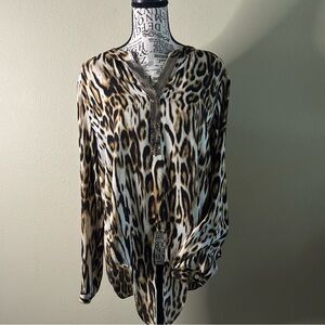Chico's Animal Print Blouse with Zipper Detail